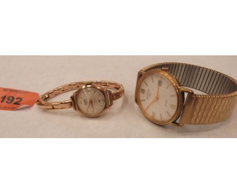 A 9ct Mondia lady's wristwatch with 9ct expanding bracelet and a plated Rotary gentleman's wristwatch