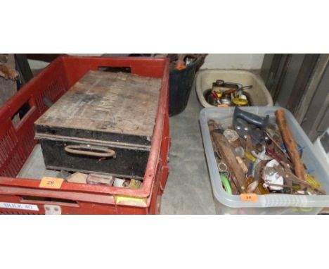 A bench vice and a large quantity of tools and sundries