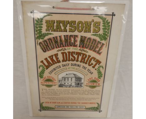 Mayson's Ordnance Model of the Lake District.&nbsp;&nbsp;Col. litho poster by McFarlane &amp; Erskine of Edinburgh. 16½" x 12