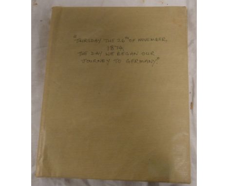 Manuscript Journal - Germany.&nbsp;&nbsp;Quarto manuscript vol. with an account of a visit to Germany commencing "Thursday th