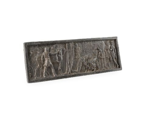 AFTER THE ANTIQUE, A LEAD RELIEF PANEL OF PRIAM KISSING THE HAND OF ACHILLES PROBABLY ITALIAN, MID 19TH CENTURY The scene fro