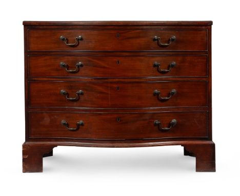 A GEORGE III MAHOGANY SERPENTINE COMMODE CIRCA 178084cm high, 105cm wide, 64cm deepCondition Report: There are some marks, sc