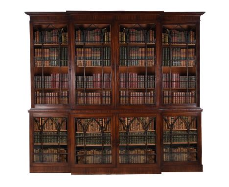 A GEORGE III MAHOGANY BREAKFRONT LIBRARY BOOKCASECIRCA 1780238cm high, 264cm wide, 55cm deepProvenance: Lockerley Hall, Hamps