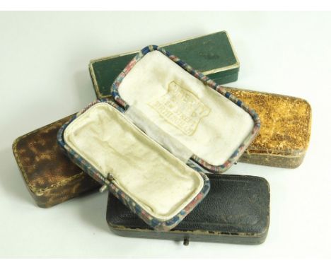 JEWELLERY BOXES. Five various vintage jewellery boxes including a silk covered box for Liberty & Co. Ltd., New Street, Birmin