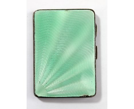 A George V hallmarked silver and enamel decorated cigarette case of rounded rectangular form, Birmingham 1934, 8 x 5.75cm.Add