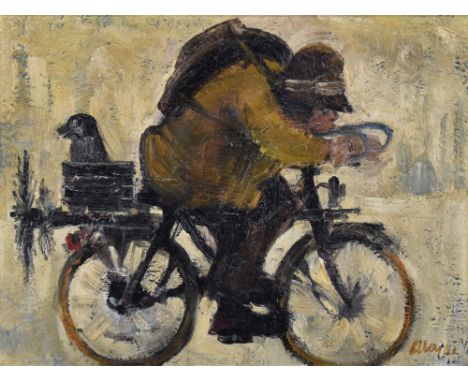 HAROLD FRANCIS RILEY DL DLitt FRCS DFA ATC (born 1934); oil on board, "Mr Flood the Sweep", signed and dated '62, 21 x 27.5cm