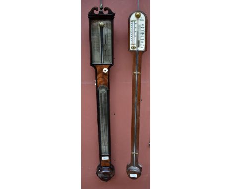 A 19th century mahogany stick barometer with silvered dial inscribed 'J. Semalvico &amp; Son, 91 Hatton Garden', length 96cm,