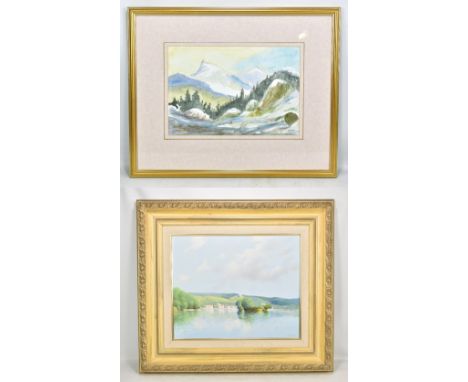K D HANCOCK; oil on canvas 'The River Seine at Les Andelys', signed lower-right, 44.5 x 54.5cm, framed, also a watercolour de