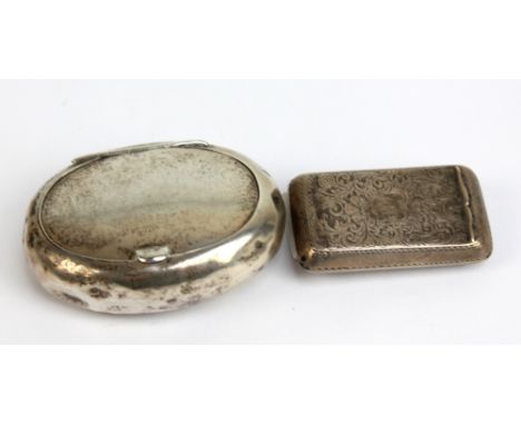 A George V hallmarked silver oval snuff box, Birmingham 1918, and a George III hallmarked silver snuff box of rectangular for