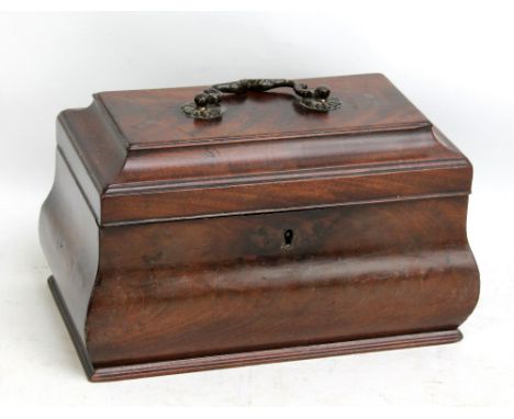 A George III mahogany sarcophagus form tea caddy, now with divided interior, width 25.5cm.Additional InformationGood colour, 