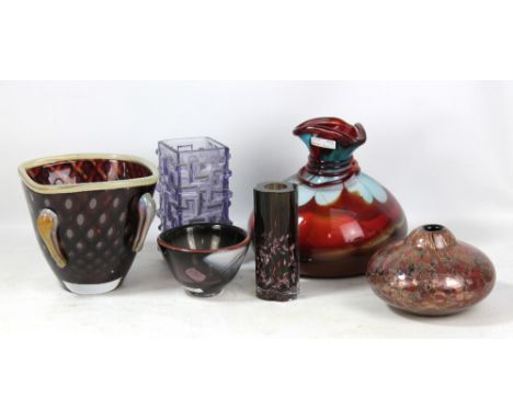 SCARBOROUGH; an art glass vase, an alventene glass vase, a Holmegaard bowl and three other pieces of art glass (6).Additional