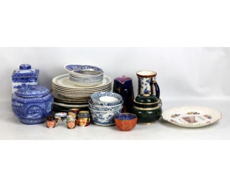 A mixed group of ceramics including a Wedgwood lustre octagonal bowl, diameter 8.7cm, a C.W.S. Longton 'Poynton &amp; Worth I