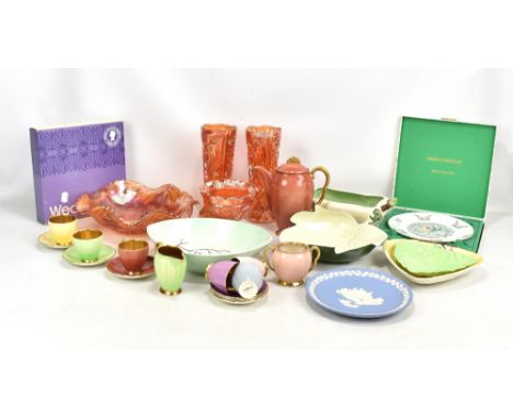 A quantity of Carltonware, also carnival glass and two commemorative plates.
