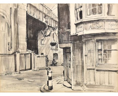 STUART TRESILIAN (1891-1976); pen ink and pencil, 'Bankside', signed with inscription 'To Dr Goldscheider with many thanks', 