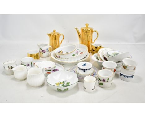 ROYAL WORCESTER; a small group of dinner and tea ware in various patterns to include 'Hanbury' ramekins, 'Astley' example, an