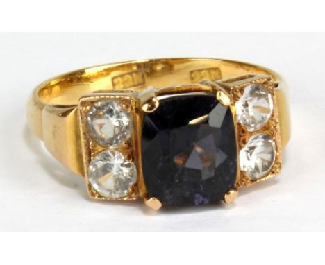 A 22ct yellow gold iolite dress ring, size N, approx 4.4g.