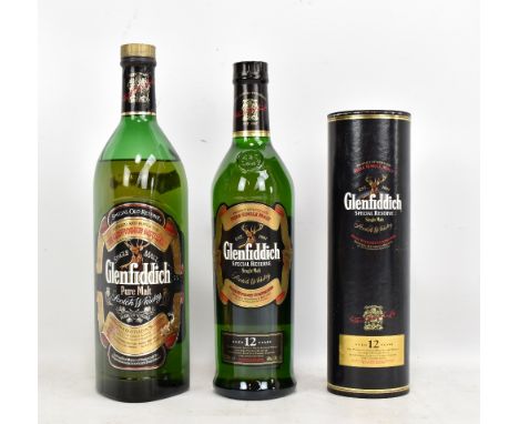 GLENFIDDICH; three bottles of single malt Scotch whisky, the first 'Special Old Reserve' 1l and the latter two 'Special Reser