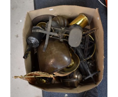 A quantity of metalware including scales, spits etc.