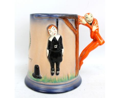 CARLTONWARE; a Bass &amp; Co advertising 'Hangman' musical mug with handle modelled as Mephistopheles, with blue printed mark