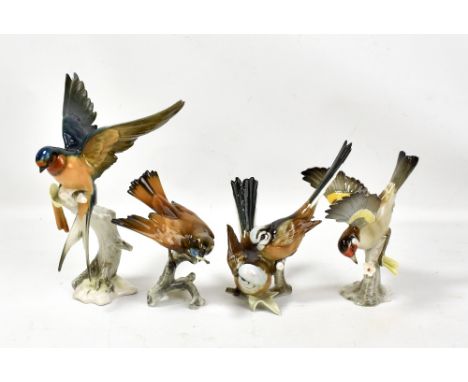 HUTSCHENREUTHER; four bird figures, all impressed 'G Granget' to base, two with model no. 8281 and 8262, height of tallest 25