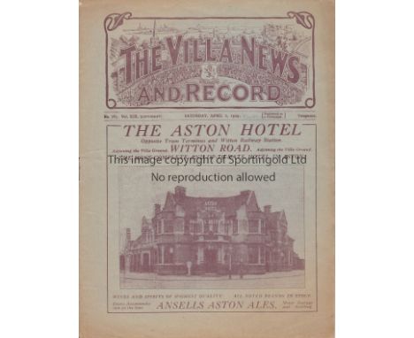 ASTON VILLA - ARSENAL 1929   Aston Villa home programme v Arsenal, 6/4/1929, minor tears to spine, staple removed.   Fair-gen