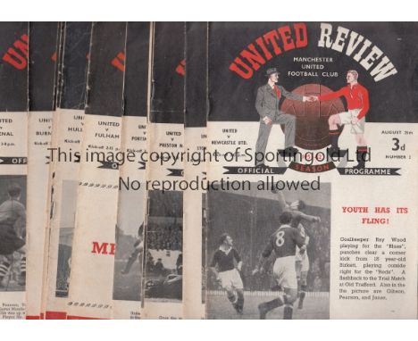 MANCHESTER UTD 51-2   Twelve Manchester United home programmes, 51/2, United Championship season,  v Newcastle, Stoke, Presto