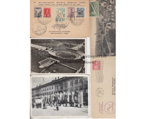OLYMPIC POSTCARDS         Four black &amp; white postcards and a First Day Cover for the 3rd Olympic Winter Games at Lake Pla