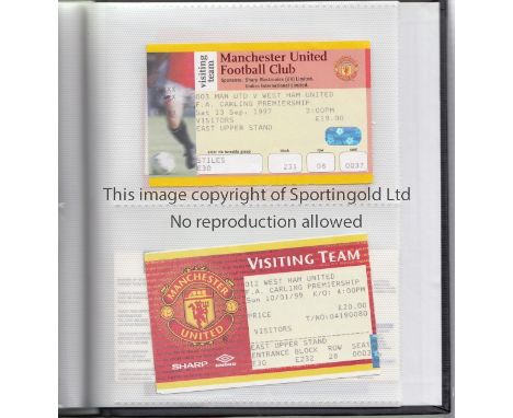 WEST HAM TICKETS  A collection of 350 West Ham away tickets 1960's to 2000's housed in two small photographic albums.  About 