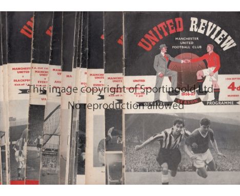 MANCHESTER UNITED 56-7   Collection of  15 Manchester United home programmes, 56/7, title season, includes v Man City, Wolves