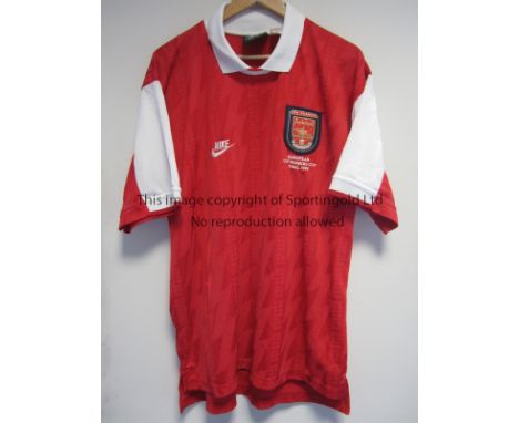 ARSENAL SHIRT 1995     Arsenal shirt worn by Lee Dixon in the 1995 European Cup-Winners Cup Final v Real Zaragoza. Dixon exch