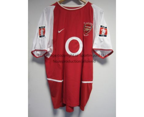 ROBERT PIRES / ARSENAL / 2003 FA CUP FINAL PLAYER ISSUE SHIRT      A red with white trimmings, short sleeve shirt with "F.A. 