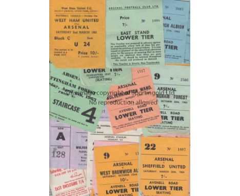 ARSENAL  MISCELLANY   A collection of 25 Arsenal tickets - 22 Homes 1962/63 (4),1963/64 (10),1964/65 (1),1966/67 (2),1967/68 