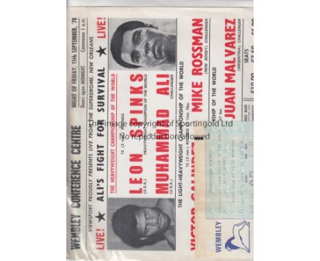 BOXING - ALI  Viewsport poster for closed circuit TV showing live of Spinks v Ali , 15/9/78 at Wembley Conference Centre plus