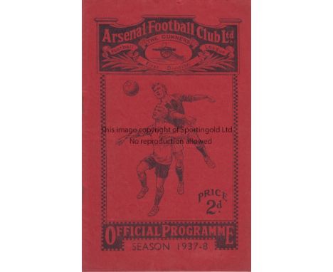 ARSENAL - BOLTON 1938   Arsenal home programme v Bolton, 8/1/1938, FA Cup, slight staple rusting, no writing.  Generally good