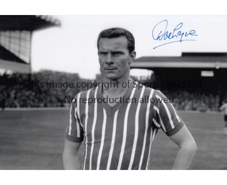 DAVID LAYNE / SHEFF. WEDS. AUTOGRAPH   Black 7 white 12 x 8 photo, depicting Sheffield Wednesday centre-forward David Layne p