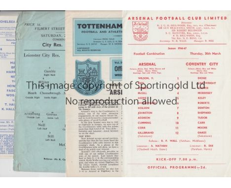 ARSENAL RESERVES  Five Reserves programmes, all involve Arsenal, home v Coventry 66/7, aways at Chelsea 66/7 and 67/8 , at To