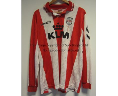 BRENTFORD PLAYER ISSUE SHIRT       Red and white stripes, long sleeve shirt, match worn 1992-1994, with number 14 on the back