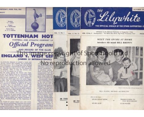 TOTTENHAM HOTSPUR       Eighteen home programmes including one neutral match England v West Germany U-23 60/1 and 4 Lillywhit