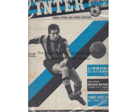 1967 EUROPEAN CUP FINAL European Cup Final Inter Milan v Glasgow Celtic played 25 May 1967 in Lisbon. Official Inter Milan mo