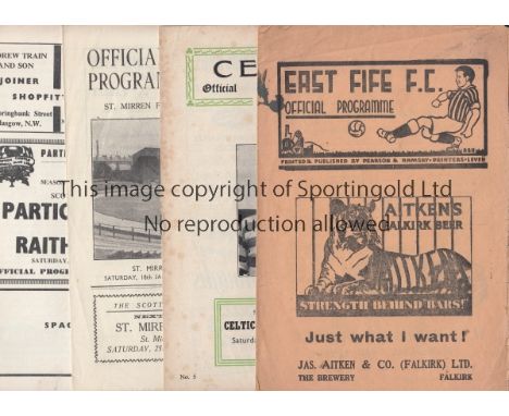 RAITH ROVERS  Collection of 16 Raith Rovers away programmes, 53/4 at East Fife, 55/6 at Celtic, 57/8 at St Mirren, 60/61 at S