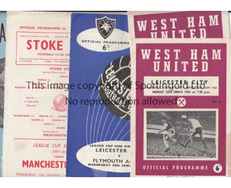 LEAGUE CUP SEMI-FINALS   Six League Cup Semi-Final programmes, West Ham v Leicester 63/4 and v Cardiff 65/6, Leicester v Plym