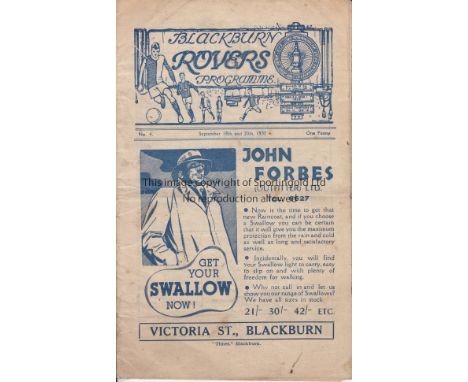 BLACKBURN - BRADFORD PA /  FULHAM 1937    Blackburn Rovers home programme v Fulham, 20/9/1937 and also covers the home game v