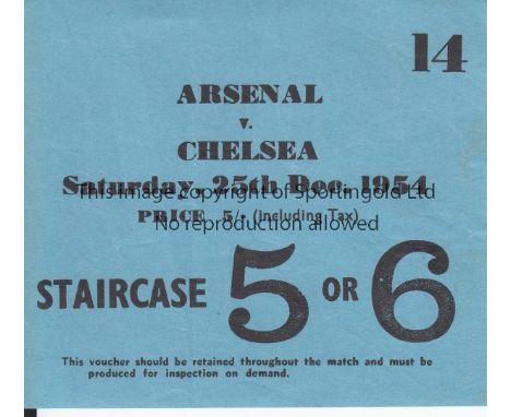 ARSENAL / CHELSEA   Ticket Arsenal v Chelsea 25th December 1954. Chelsea Championship season.  Generally good    