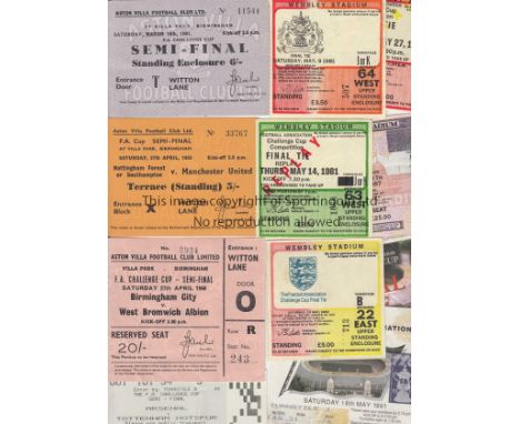 BIG MATCH TICKETS   Collection of tickets, FA Cup Finals 1981 + replay, 1982 + replay , 1987, 1991 and 1999, Cup Semi-Final t