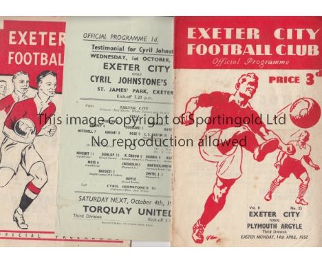 EXETER CITY 50s   Collection of twenty one Exeter City 50s home programmes, 51/2 v Plymouth (Marks), 52/3 v Torquay and singl
