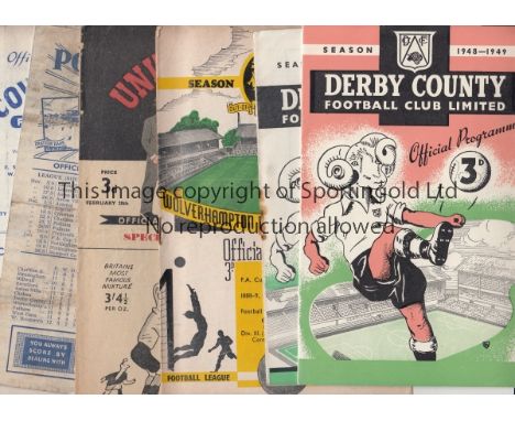 1940s  Twelve 1940s programmes, Derby v Liverpool 48/9 , v Newcastle 49/50, Wolves v Charlton 48/9, Man Utd v Preston 47/8, P