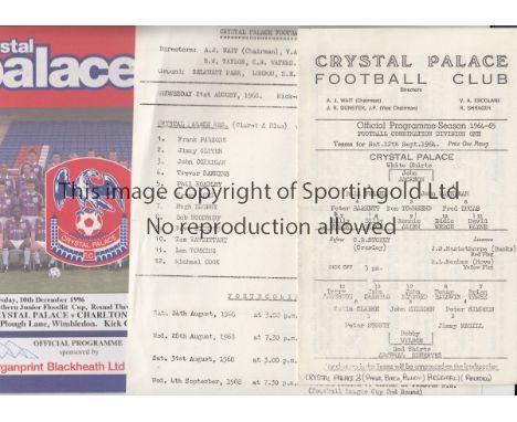 CRYSTAL PALACE RESERVES   Circa 273 Crystal Palace Reserves and Youth Cup programmes, 60s, 70s, 80s and 90s including games v