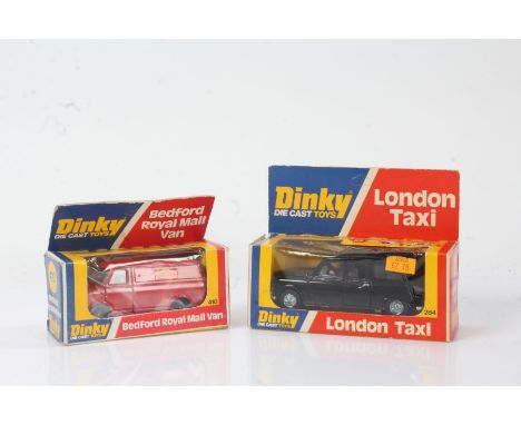 Dinky Toys, 284 London Taxi, and 410 Bedford Royal Mail Van, each in original box (2)