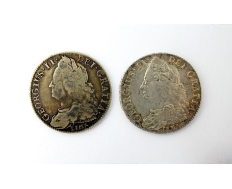 Two George II half crowns, dated 1745, Lima below bust, Decimo Nono edge, ref S. 3695  (2)