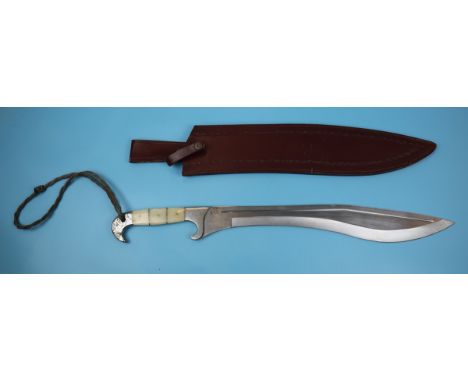 Bone handled machete in sheath